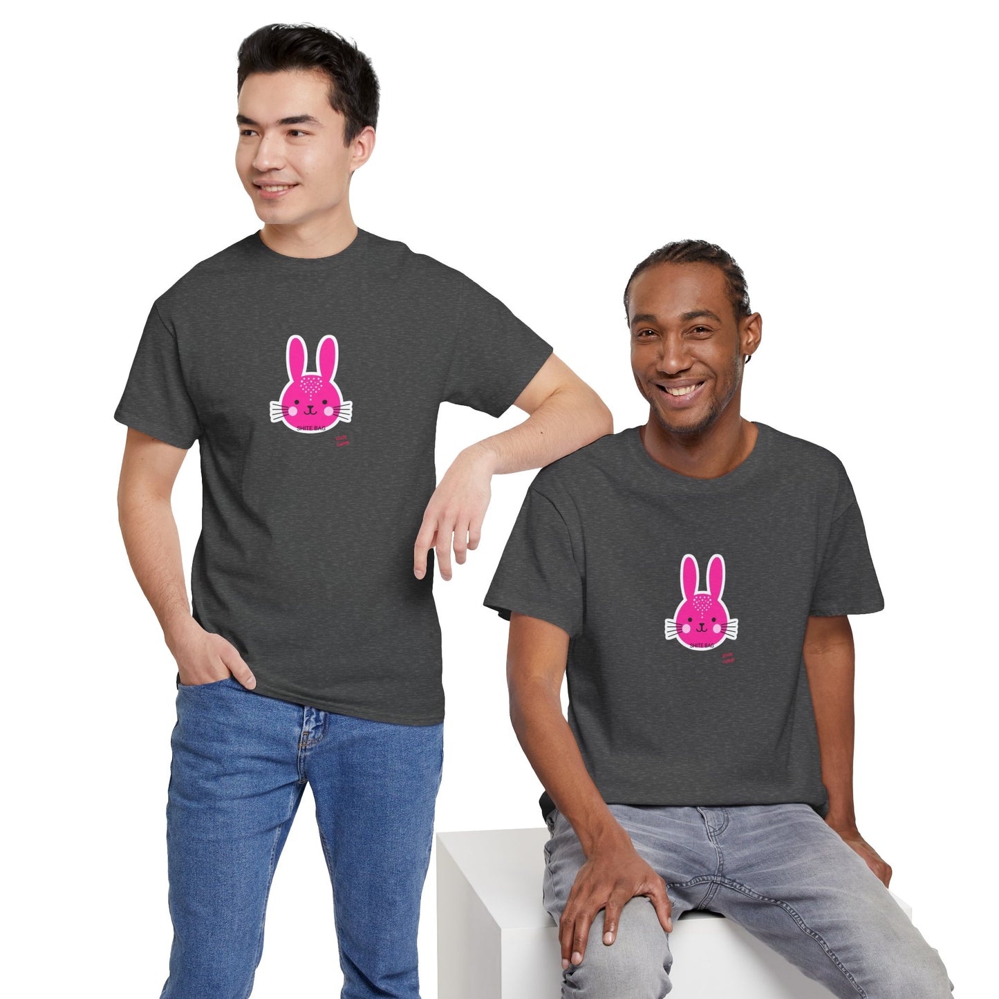 Sh*tebag Bunny Unisex Heavy Cotton Tee - Funny Graphic T-Shirt for Animal Lovers, Streetwear Fashion, Casual Wear, Lighthearted Style