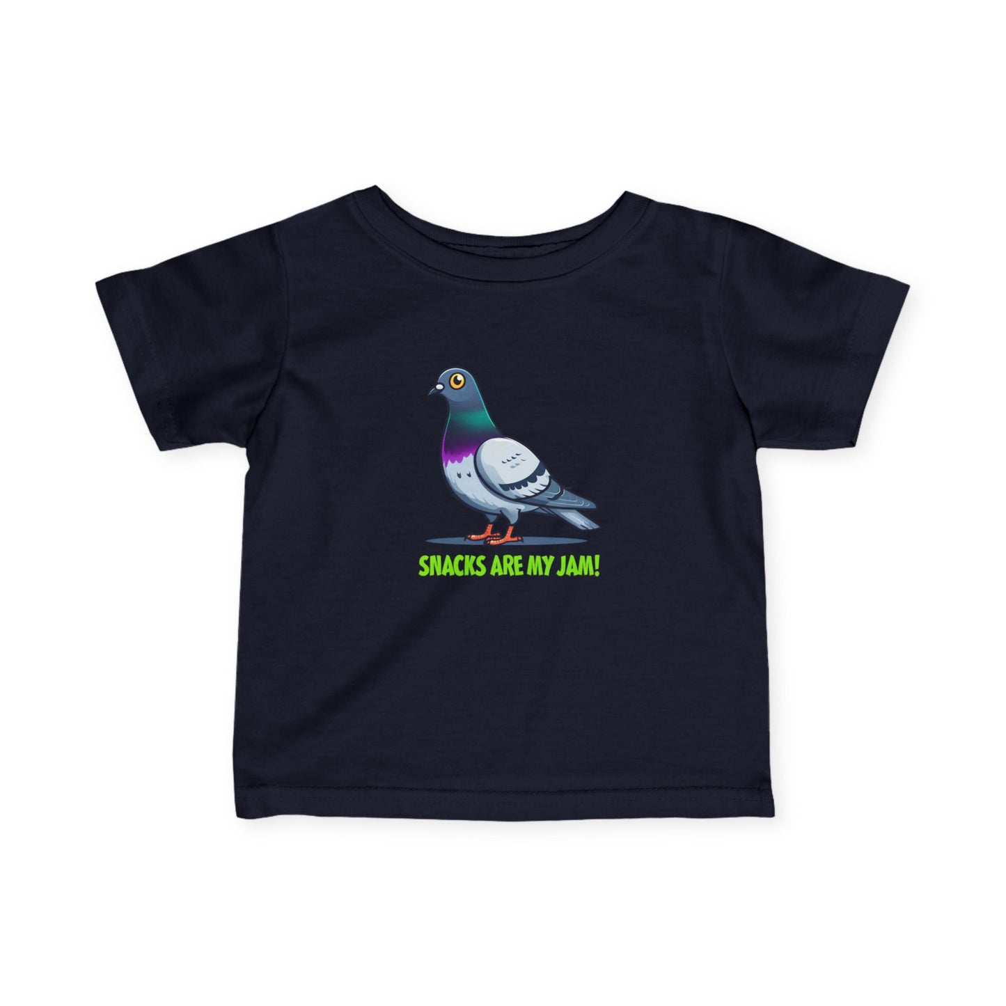 Cute Pigeon Infant Tee, Fun Toddler Shirt, Snack Lover Gift, Baby Casual Wear, Perfect for Playdates and Birthdays
