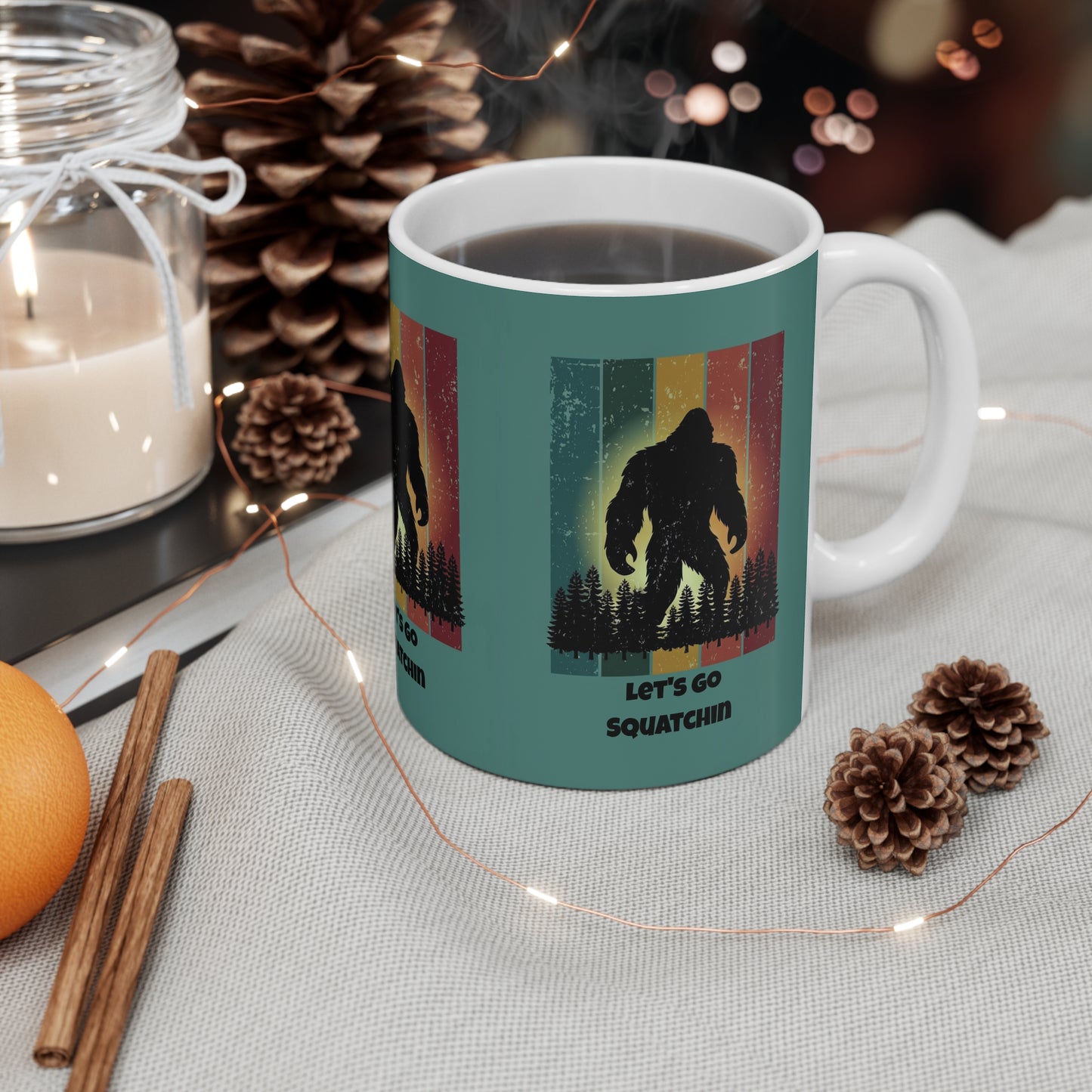 Let's Go Squatchin' Mug, Bigfoot Coffee Cup, Sasquatch Lover Gift, Nature Enthusiast Drinkware, Adventure Tea Mug