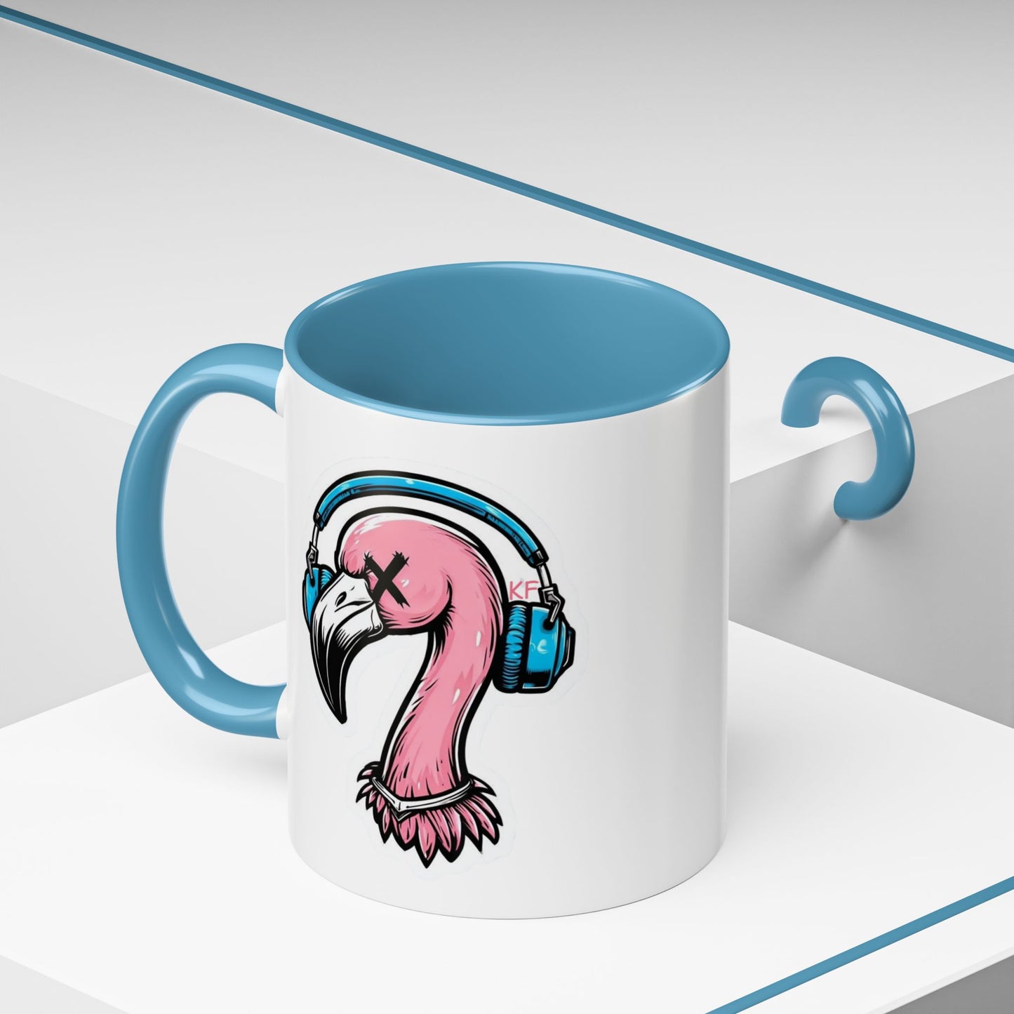 Vibrant Kitschy Flamingo Coffee Mug, Fun Gift for Music Lovers, Stylish Tea Mug, Tropical Drinkware, Unique Housewarming Present