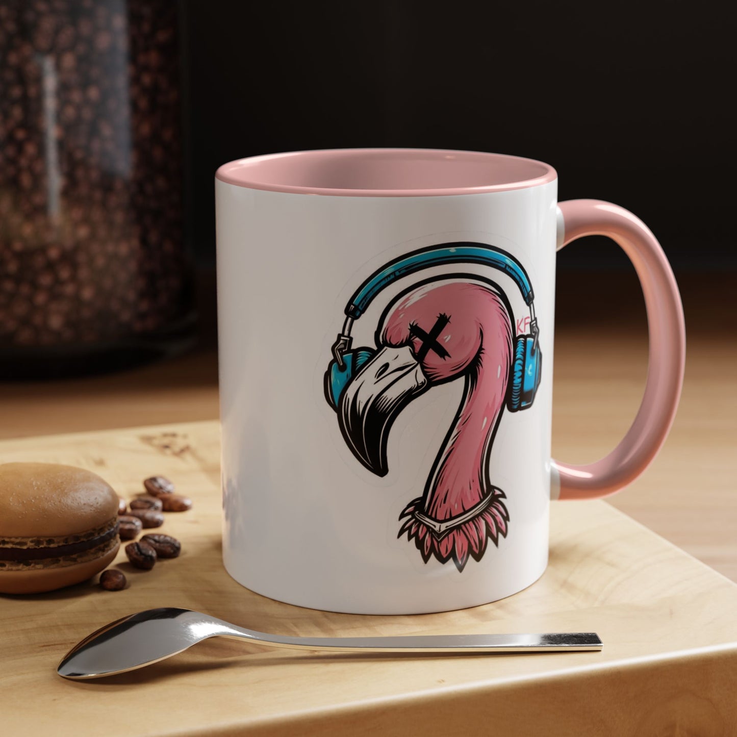 Vibrant Kitschy Flamingo Coffee Mug, Fun Gift for Music Lovers, Stylish Tea Mug, Tropical Drinkware, Unique Housewarming Present