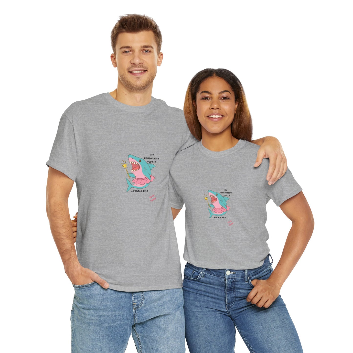 Funny Graphic Shark Tee for Creatives, Unisex Heavy Cotton Shirt, Positive Vibes T-Shirt, Gift for Art Lovers, Spring Fashion Wear