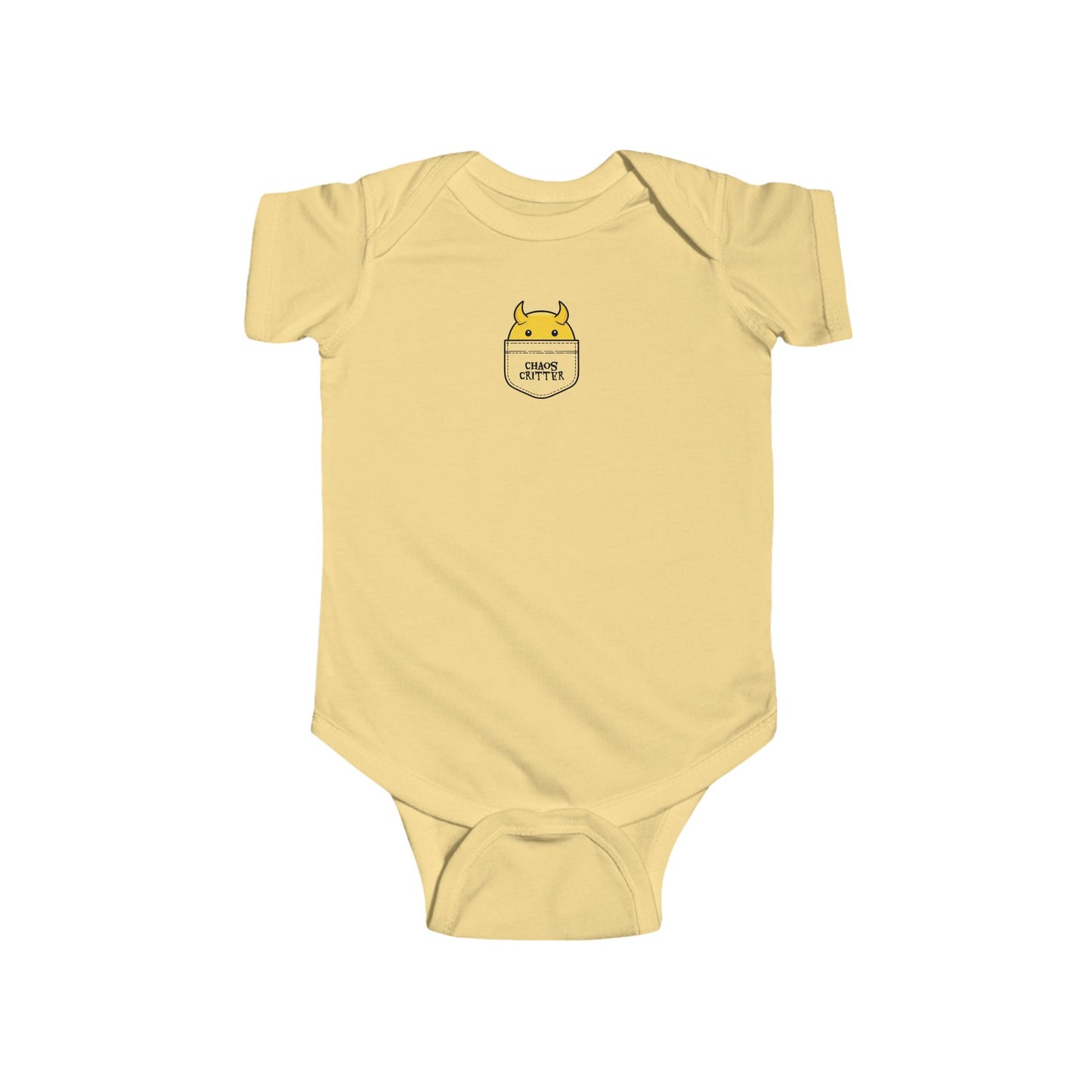 Chaos Critter Cute Infant Jersey Bodysuit with Pocket Design, Baby Onesie, Toddler Gift, New Parent Essential, Baby Shower Gift, Summer Outfit