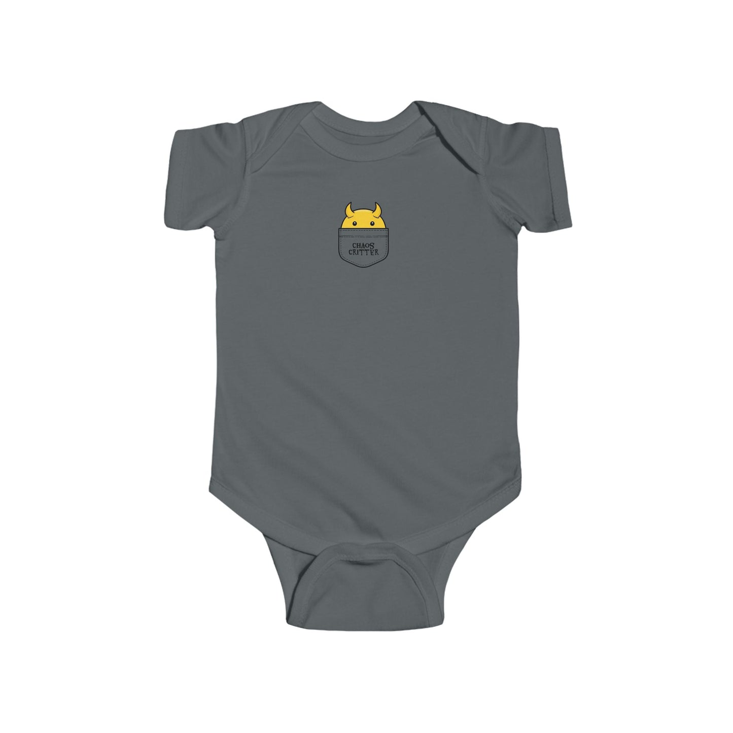 Chaos Critter Cute Infant Jersey Bodysuit with Pocket Design, Baby Onesie, Toddler Gift, New Parent Essential, Baby Shower Gift, Summer Outfit