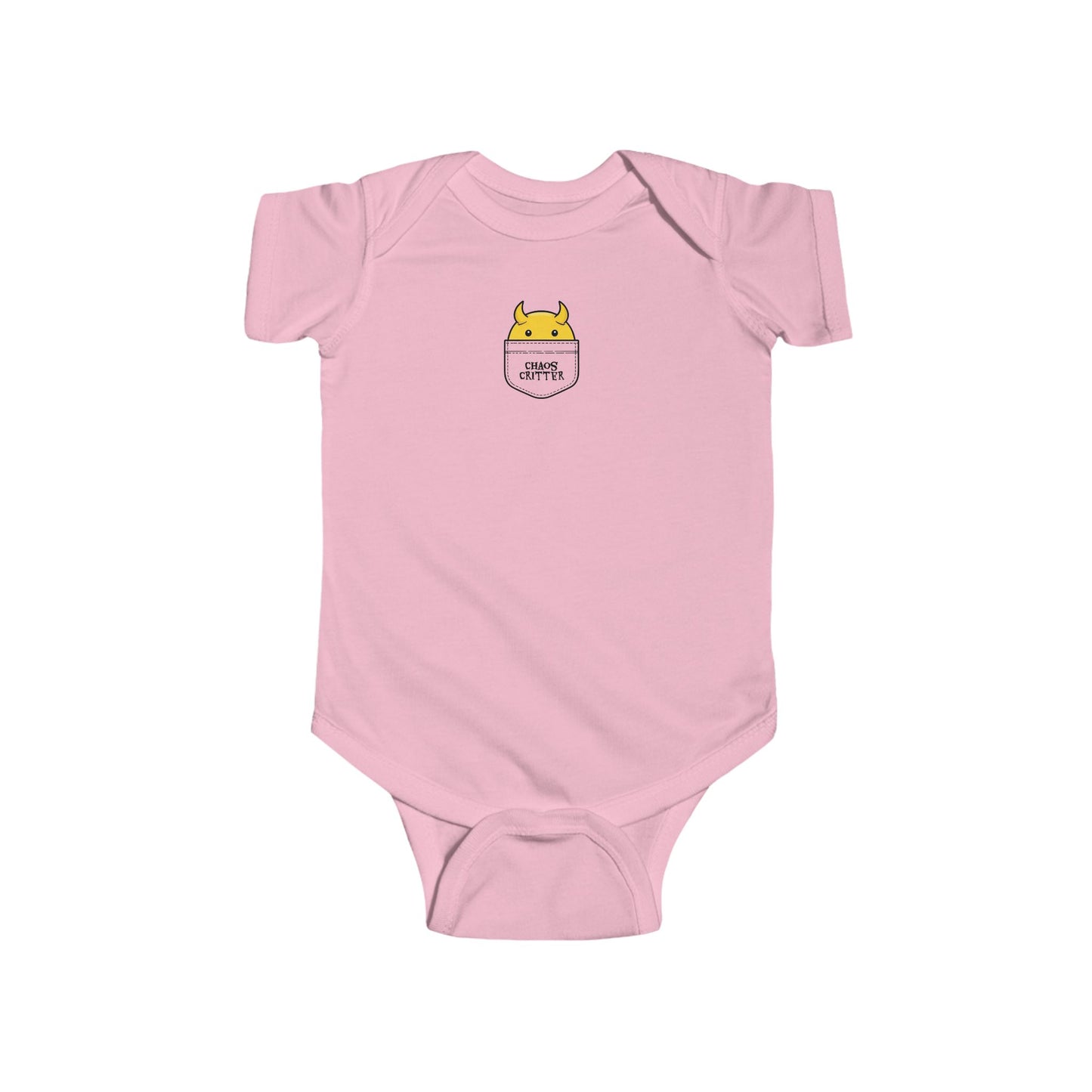 Chaos Critter Cute Infant Jersey Bodysuit with Pocket Design, Baby Onesie, Toddler Gift, New Parent Essential, Baby Shower Gift, Summer Outfit