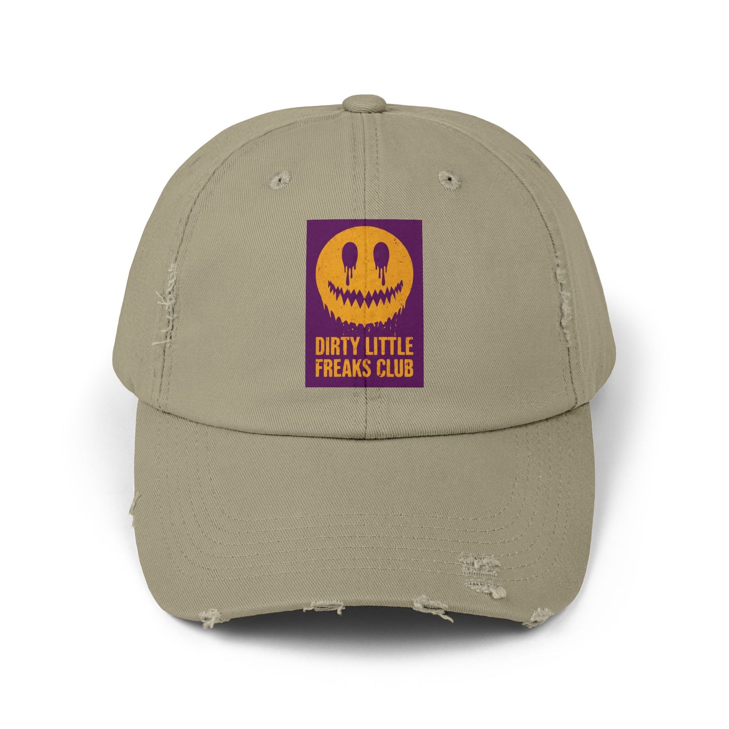 Distressed Cap: Dirty Little Freaks Club | Trendy Hat for Halloween, Vintage Vibe, Unisex Gift, Streetwear Style, Casual Accessory