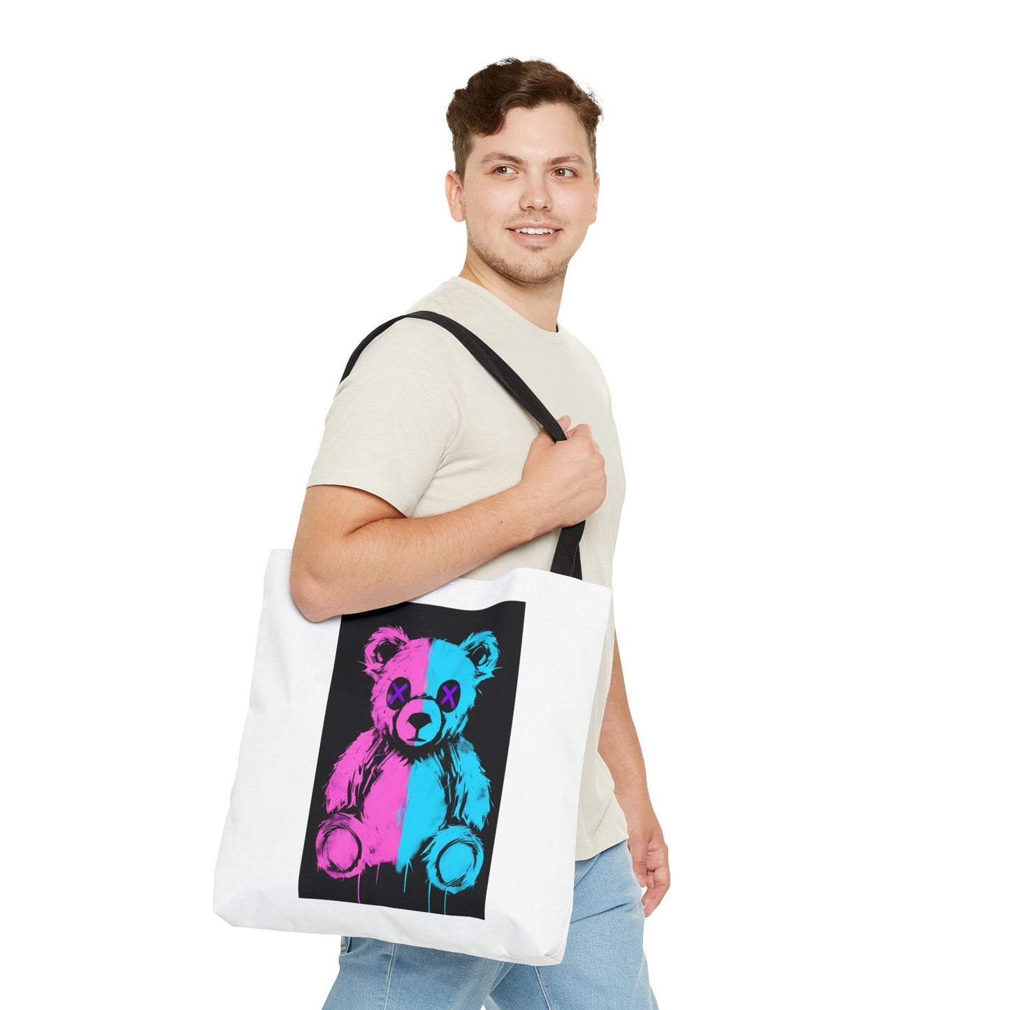 Vibrant Graphic Bear Tote Bag for Trendy Style, Eco-Friendly Shopping, Art Lovers' Gift, Fashion Statement, Everyday Use