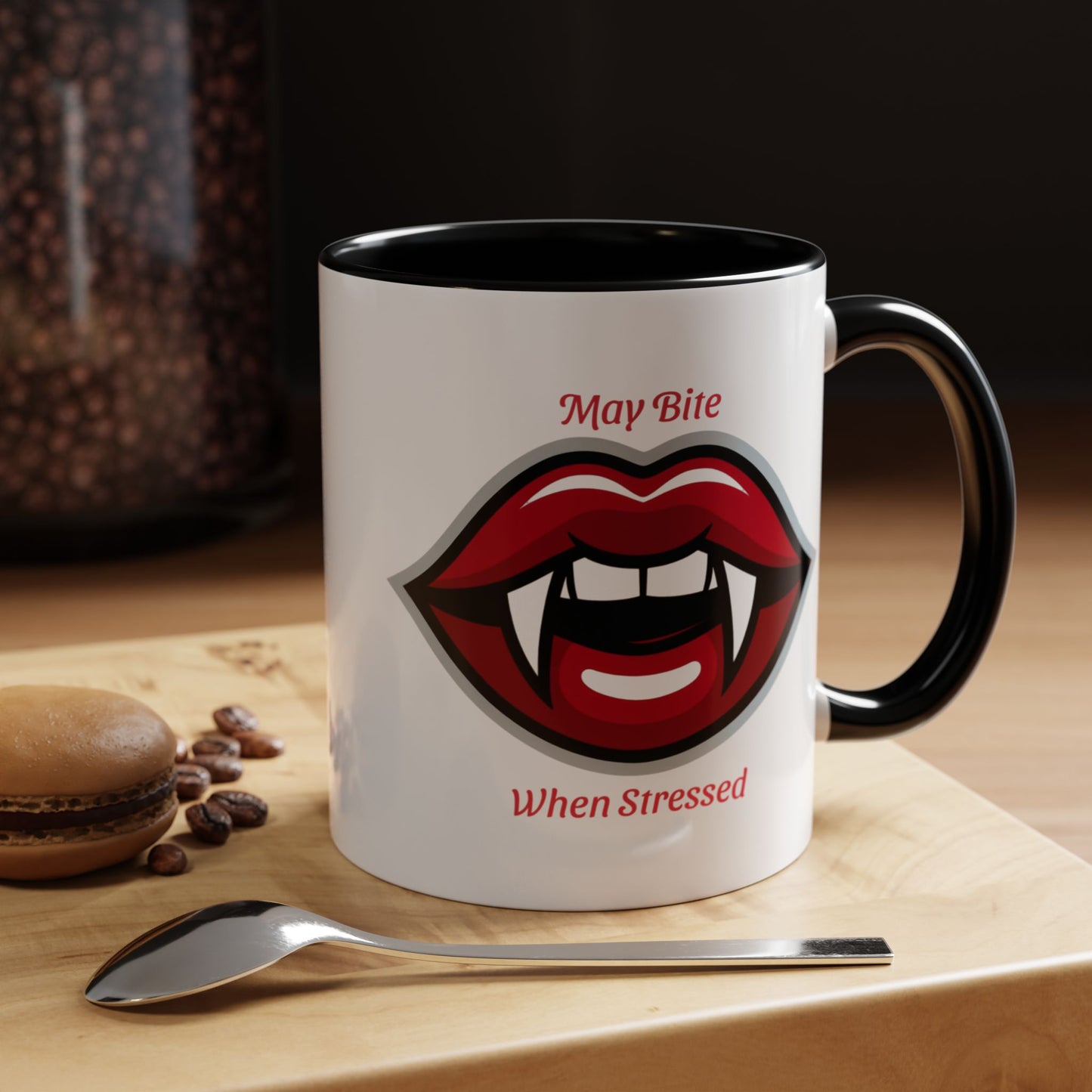 Vampire Bite Coffee Mug, Funny Gift, Halloween Mug, Office Fun, Stress Relief Cup, Gothic Design, Novelty Drinkware