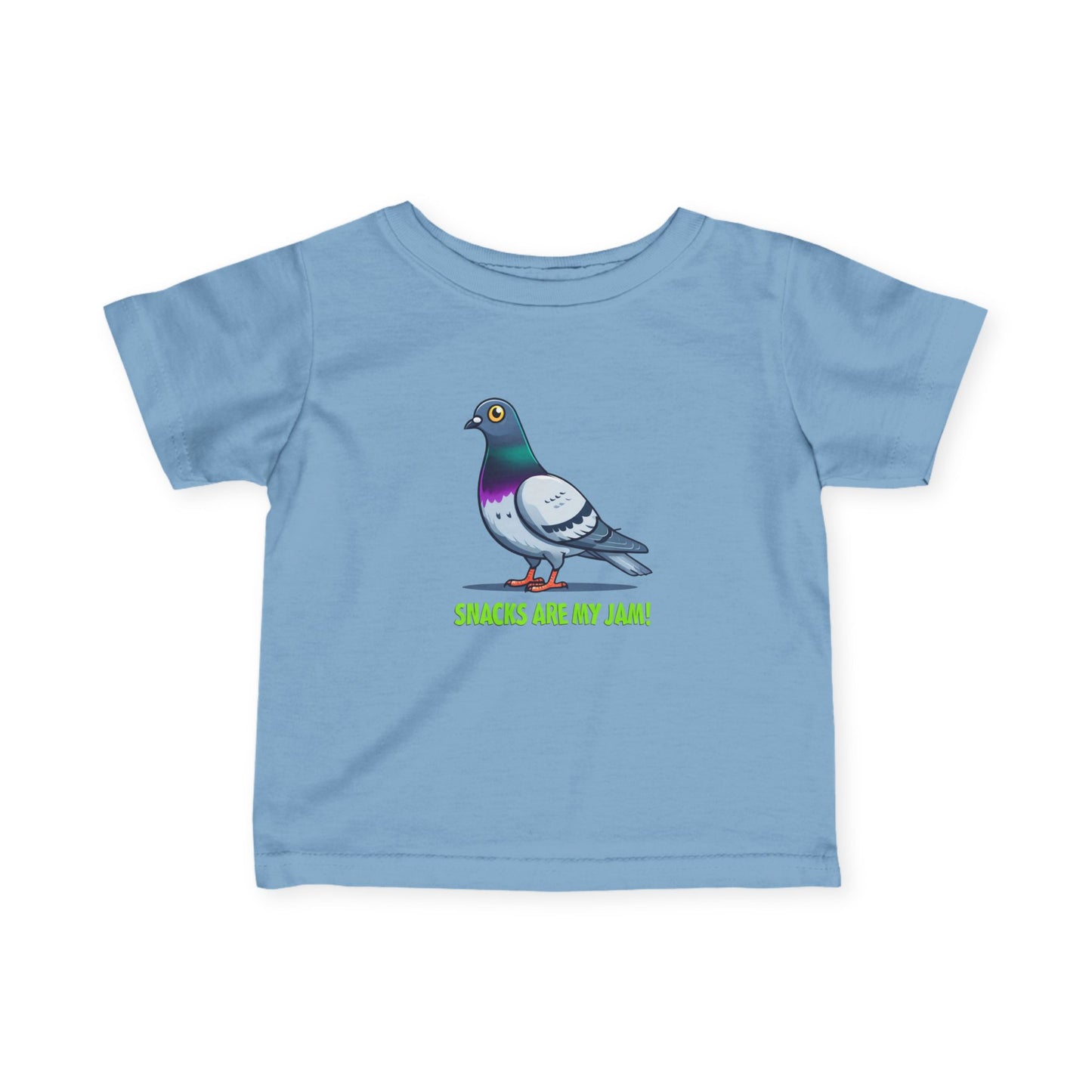 Cute Pigeon Infant Tee, Fun Toddler Shirt, Snack Lover Gift, Baby Casual Wear, Perfect for Playdates and Birthdays