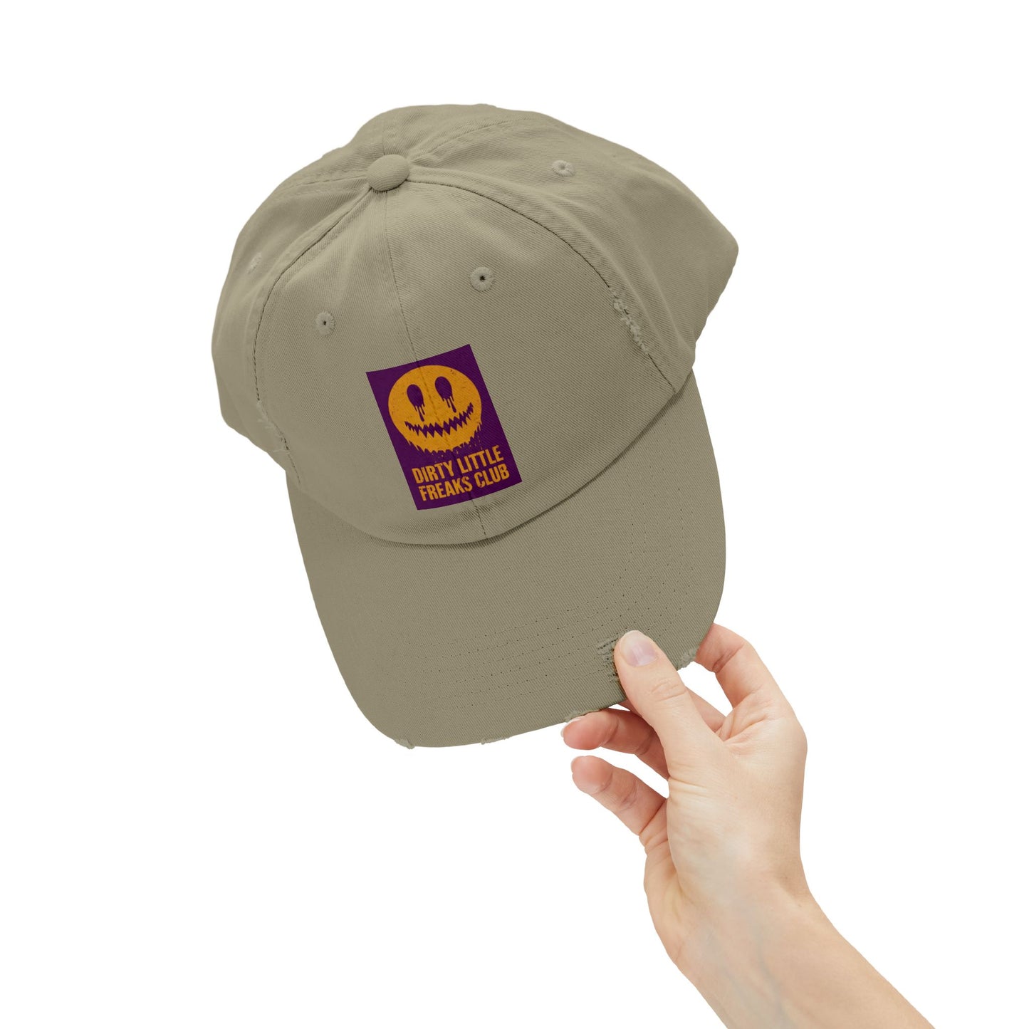 Distressed Cap: Dirty Little Freaks Club | Trendy Hat for Halloween, Vintage Vibe, Unisex Gift, Streetwear Style, Casual Accessory