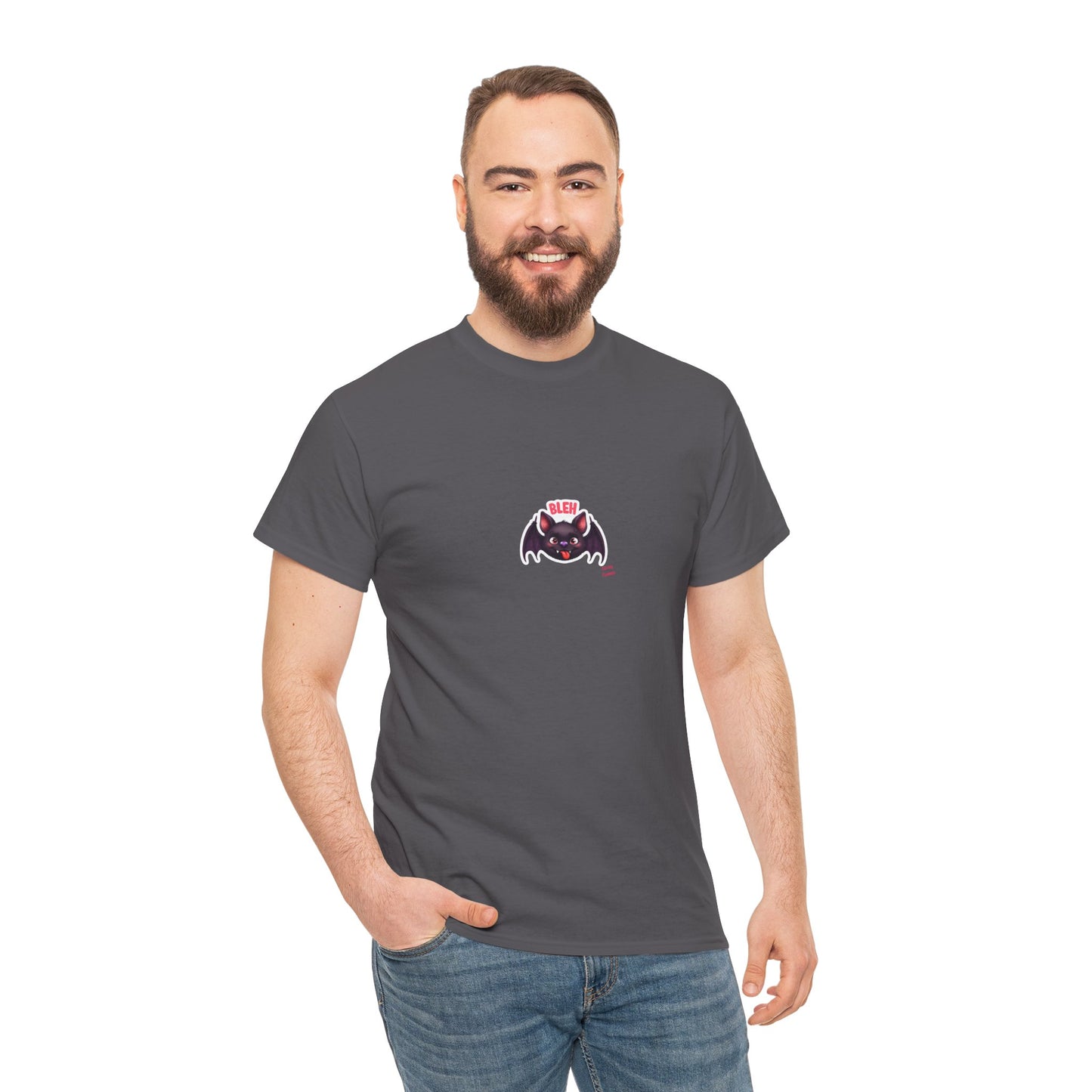 Cute Bat Graphic Unisex Heavy Cotton Tee, Halloween Shirt, Spooky Graphic Tee, Gift for Bat Lovers, Casual Wear, Fall Fashion