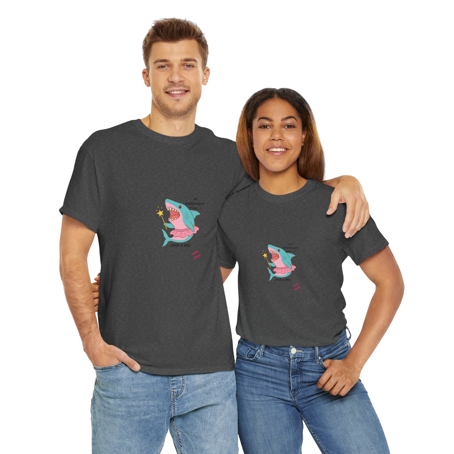 Funny Graphic Shark Tee for Creatives, Unisex Heavy Cotton Shirt, Positive Vibes T-Shirt, Gift for Art Lovers, Spring Fashion Wear