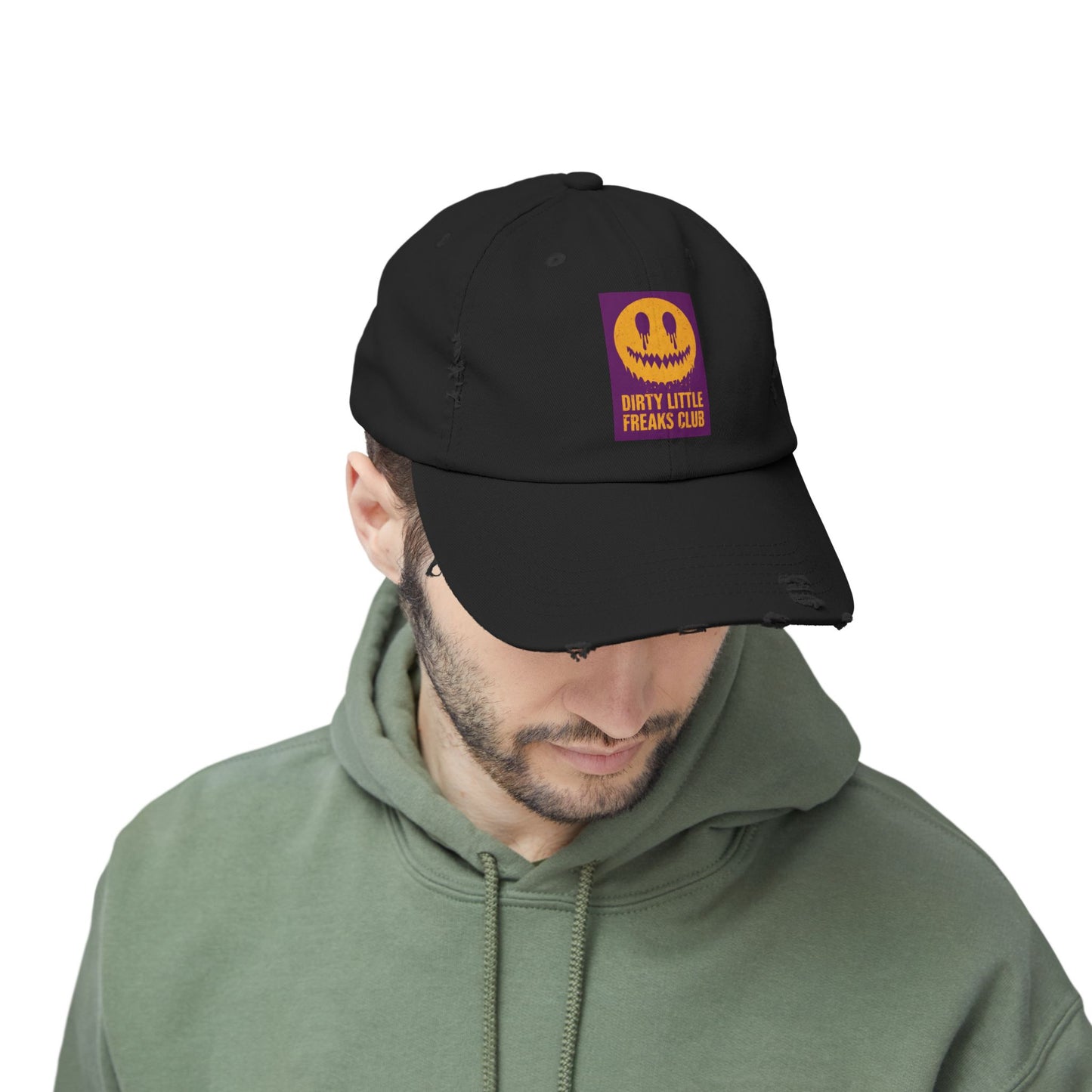Distressed Cap: Dirty Little Freaks Club | Trendy Hat for Halloween, Vintage Vibe, Unisex Gift, Streetwear Style, Casual Accessory