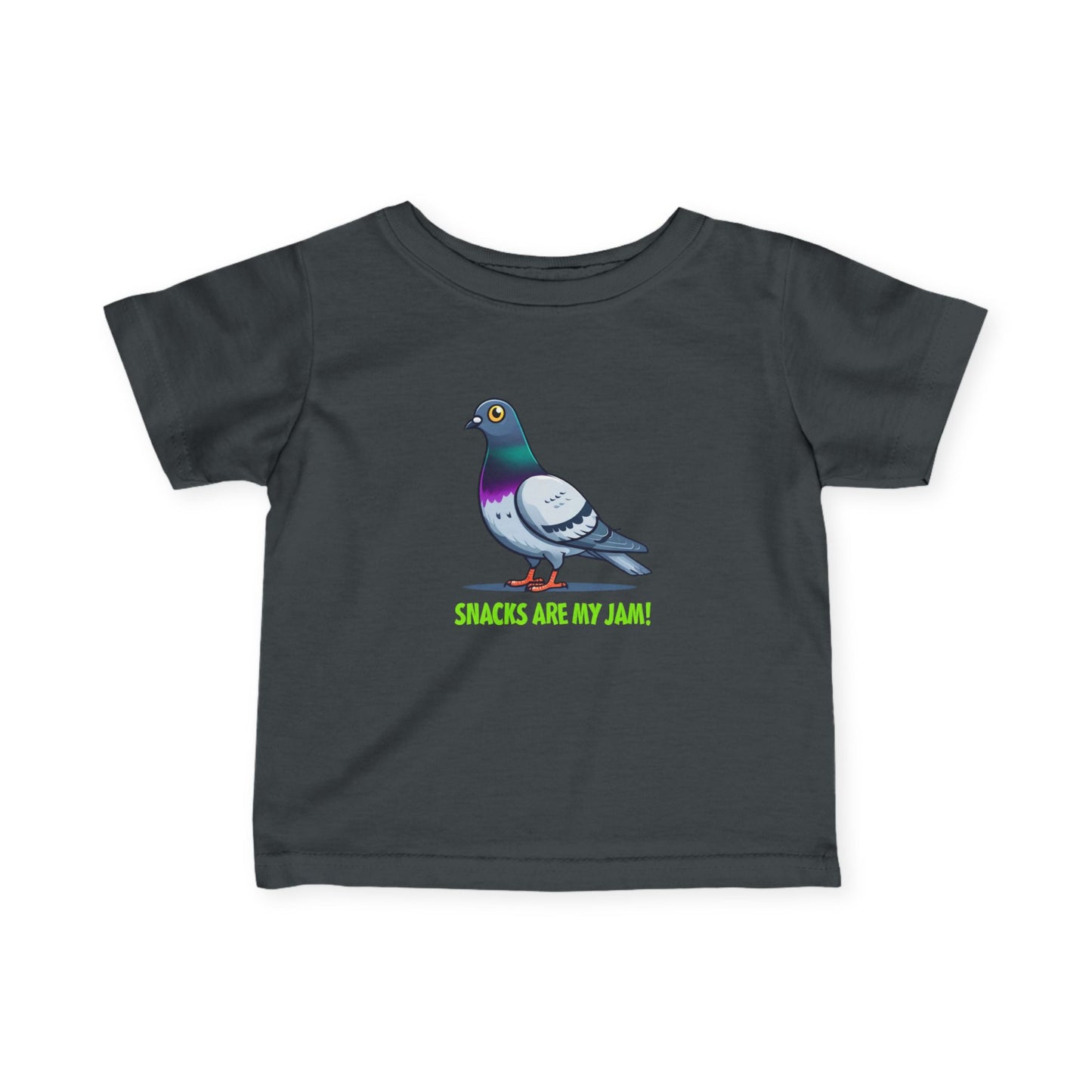 Cute Pigeon Infant Tee, Fun Toddler Shirt, Snack Lover Gift, Baby Casual Wear, Perfect for Playdates and Birthdays