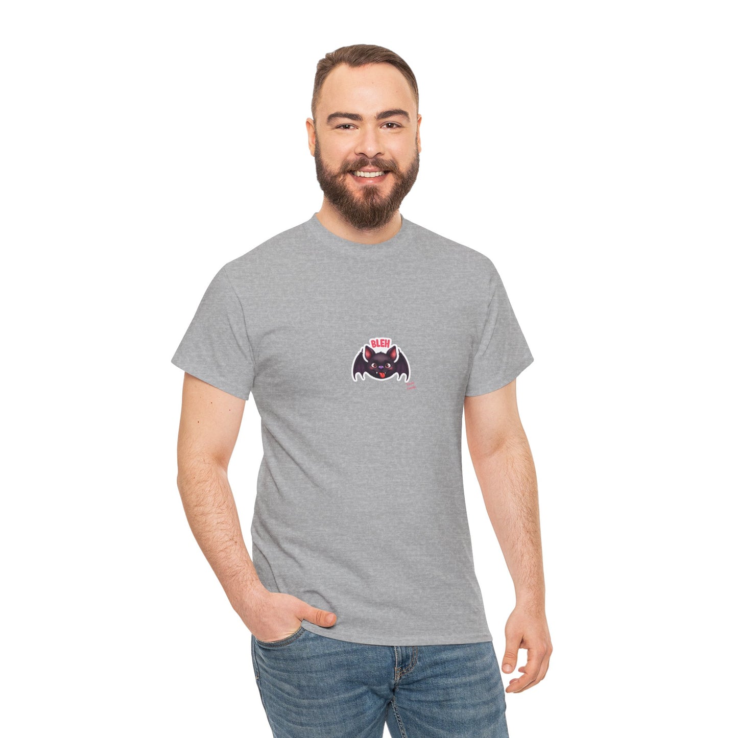 Cute Bat Graphic Unisex Heavy Cotton Tee, Halloween Shirt, Spooky Graphic Tee, Gift for Bat Lovers, Casual Wear, Fall Fashion