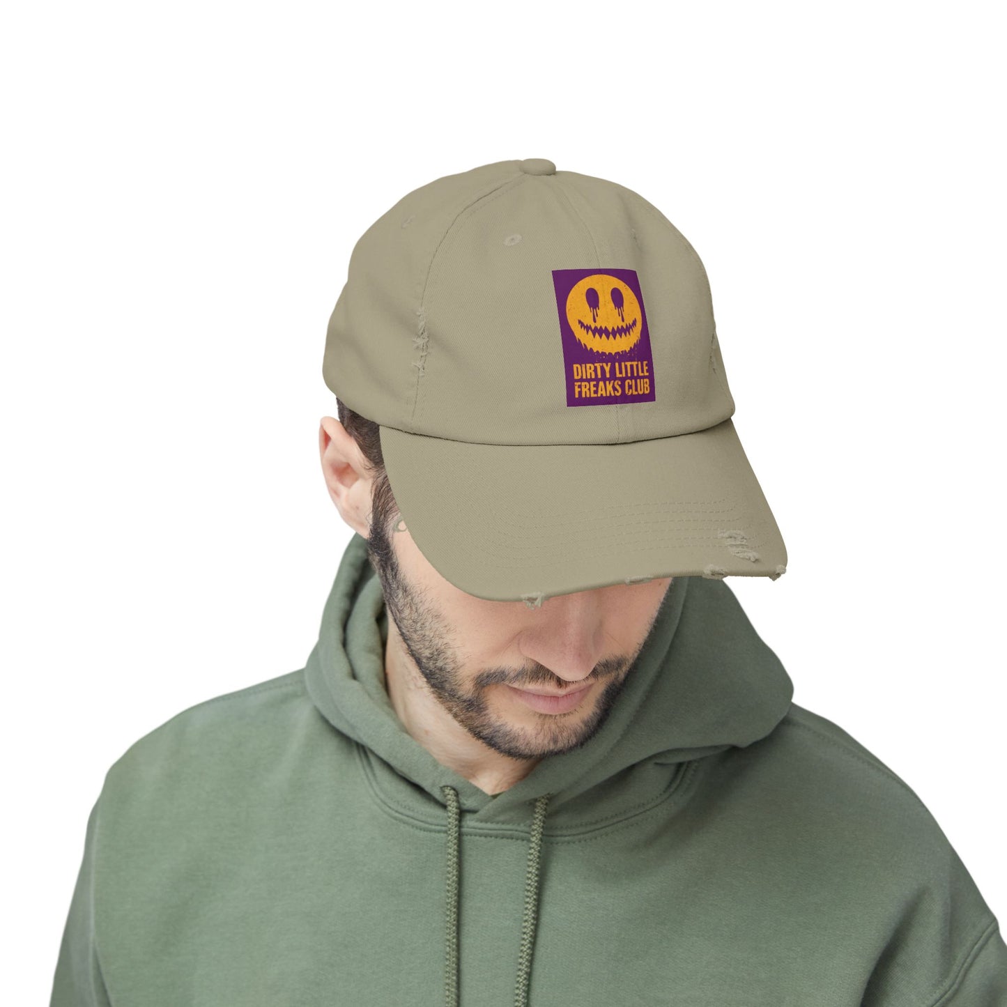 Distressed Cap: Dirty Little Freaks Club | Trendy Hat for Halloween, Vintage Vibe, Unisex Gift, Streetwear Style, Casual Accessory