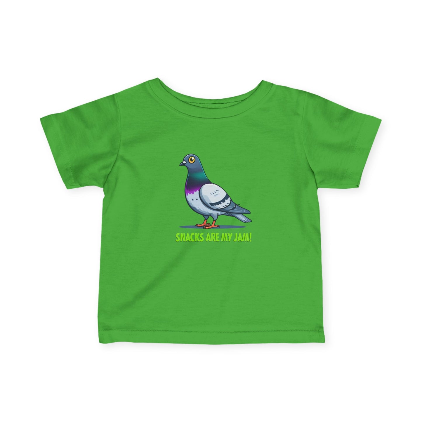 Cute Pigeon Infant Tee, Fun Toddler Shirt, Snack Lover Gift, Baby Casual Wear, Perfect for Playdates and Birthdays