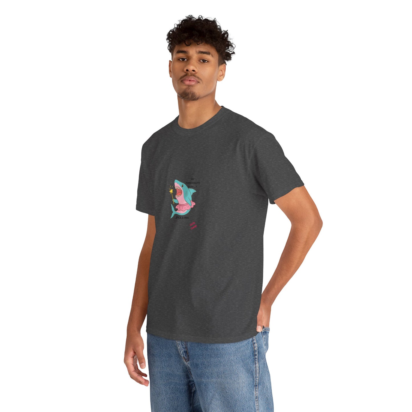 Funny Graphic Shark Tee for Creatives, Unisex Heavy Cotton Shirt, Positive Vibes T-Shirt, Gift for Art Lovers, Spring Fashion Wear