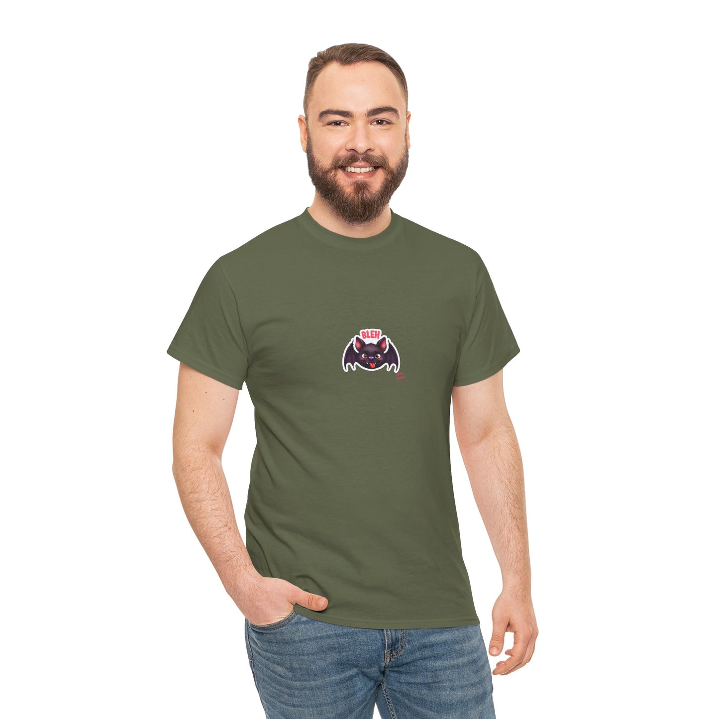 Cute Bat Graphic Unisex Heavy Cotton Tee, Halloween Shirt, Spooky Graphic Tee, Gift for Bat Lovers, Casual Wear, Fall Fashion