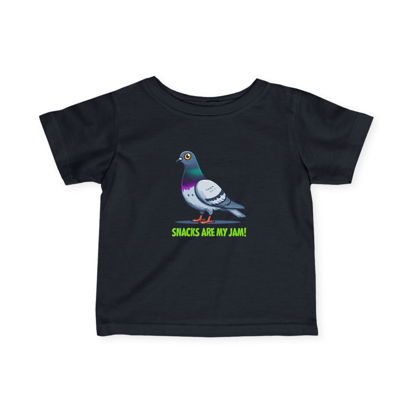 Cute Pigeon Infant Tee, Fun Toddler Shirt, Snack Lover Gift, Baby Casual Wear, Perfect for Playdates and Birthdays