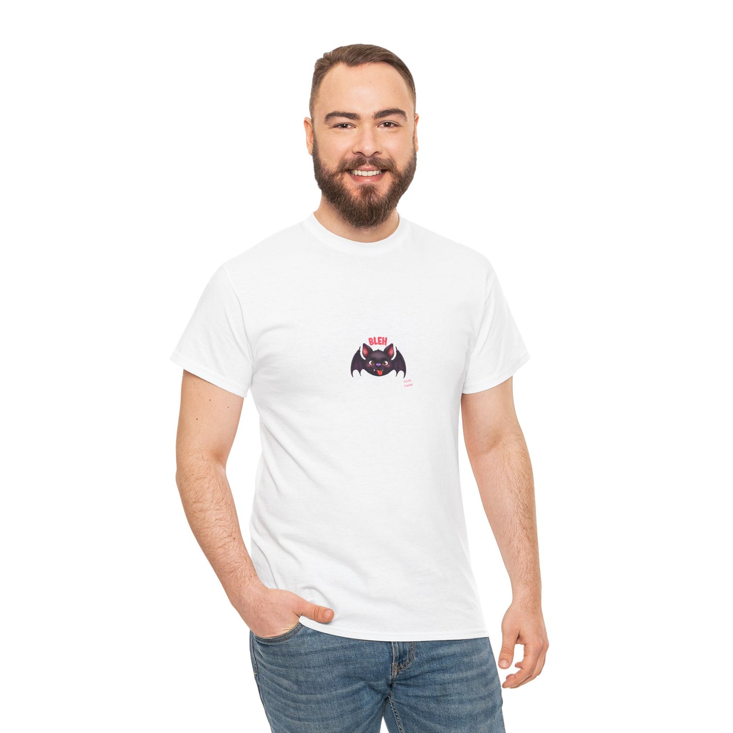 Cute Bat Graphic Unisex Heavy Cotton Tee, Halloween Shirt, Spooky Graphic Tee, Gift for Bat Lovers, Casual Wear, Fall Fashion