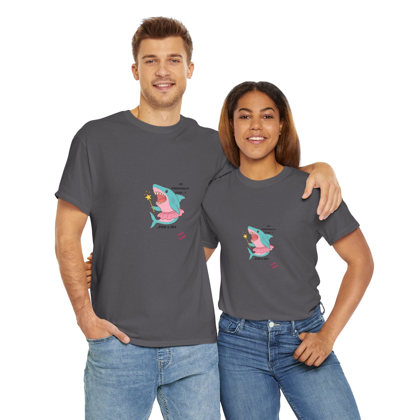Funny Graphic Shark Tee for Creatives, Unisex Heavy Cotton Shirt, Positive Vibes T-Shirt, Gift for Art Lovers, Spring Fashion Wear