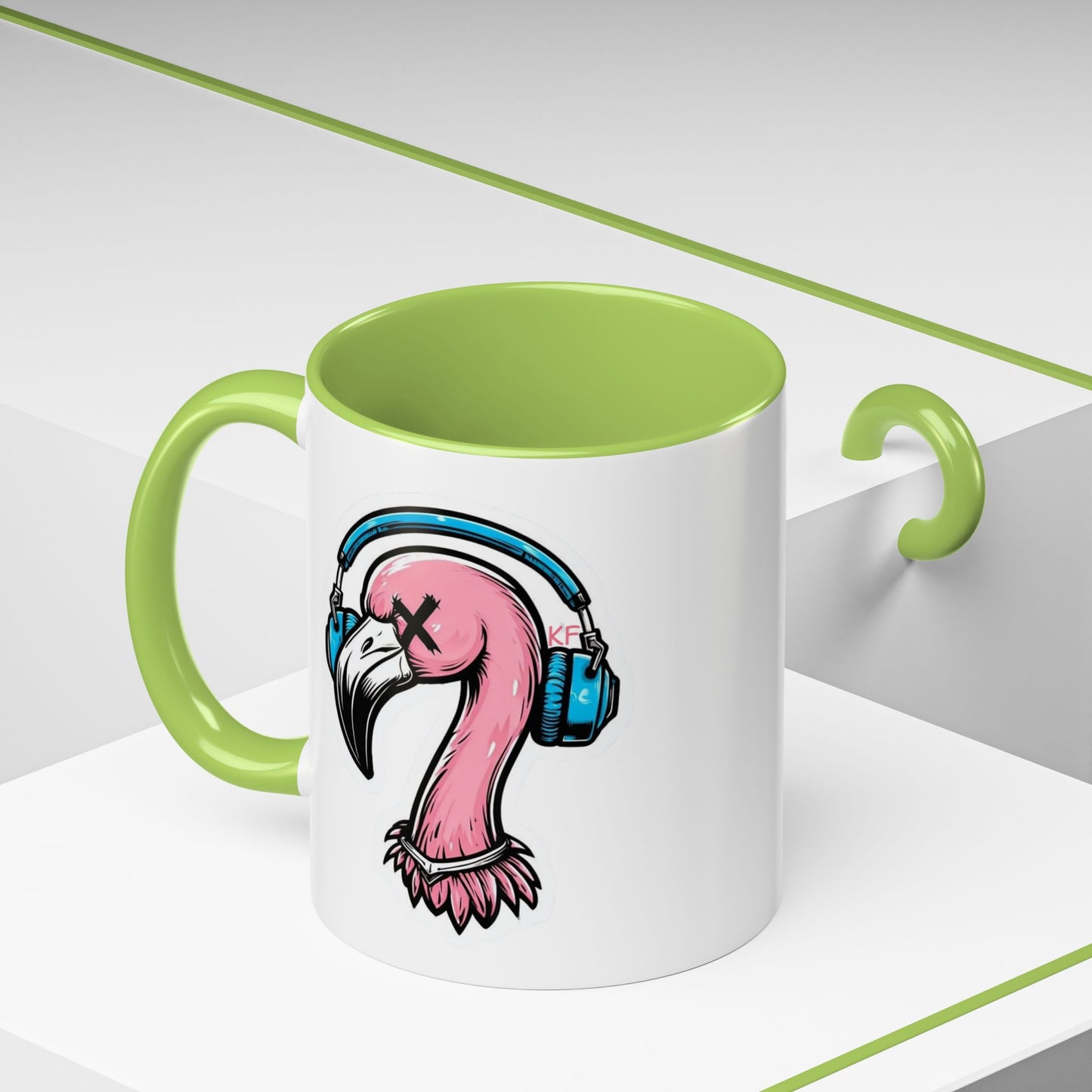 Vibrant Kitschy Flamingo Coffee Mug, Fun Gift for Music Lovers, Stylish Tea Mug, Tropical Drinkware, Unique Housewarming Present