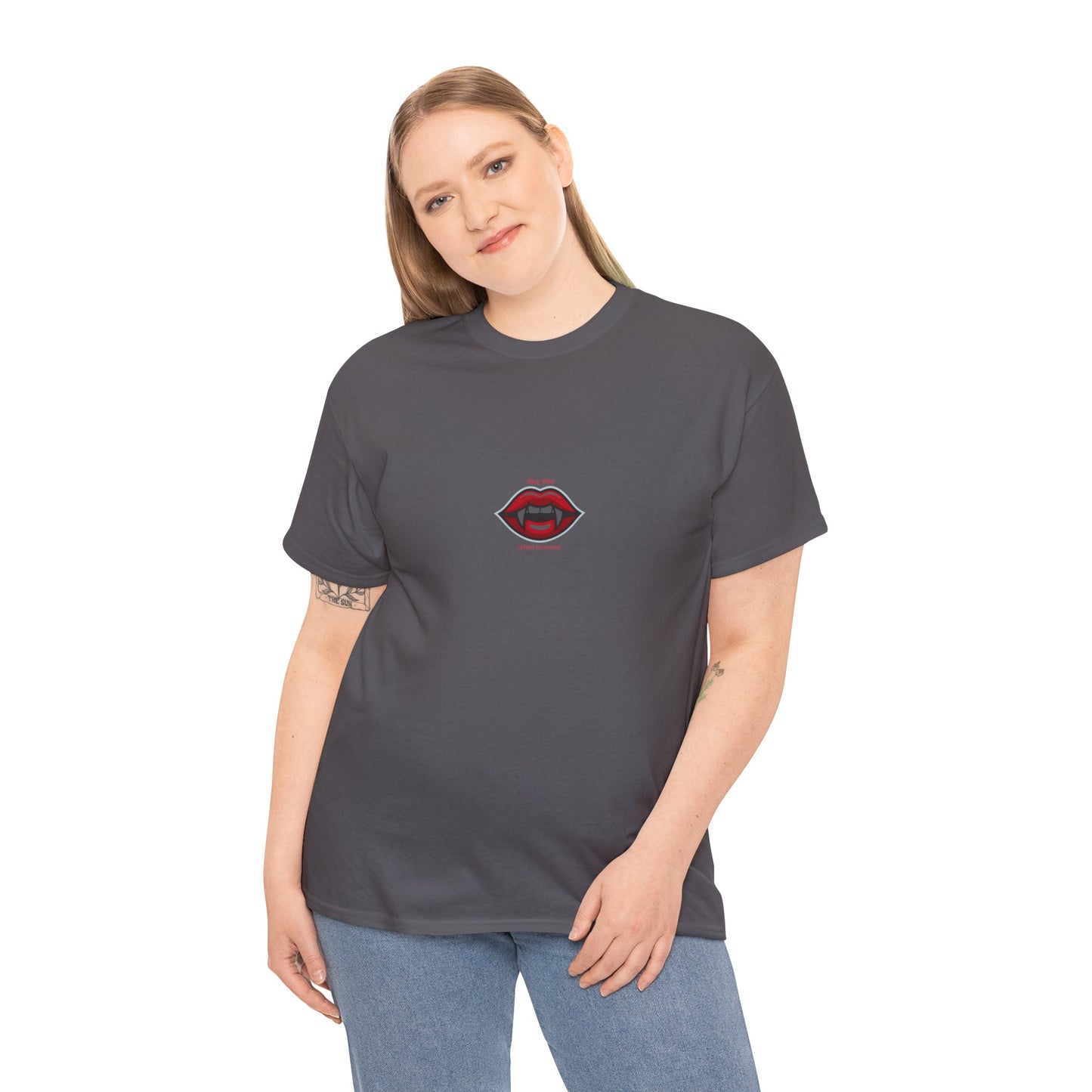 Bold Lips Unisex Heavy Cotton Tee, Graphic Tee, Casual Wear, Trendy T-Shirt, Gift for Her, Gift for Him, Everyday Style