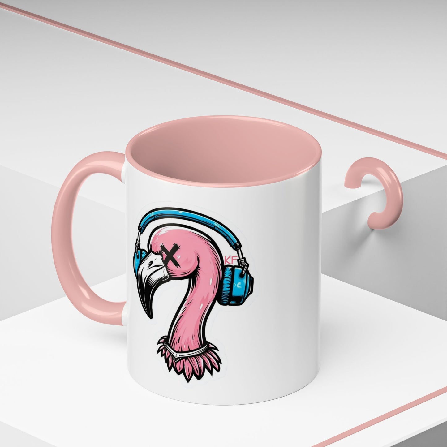 Vibrant Kitschy Flamingo Coffee Mug, Fun Gift for Music Lovers, Stylish Tea Mug, Tropical Drinkware, Unique Housewarming Present