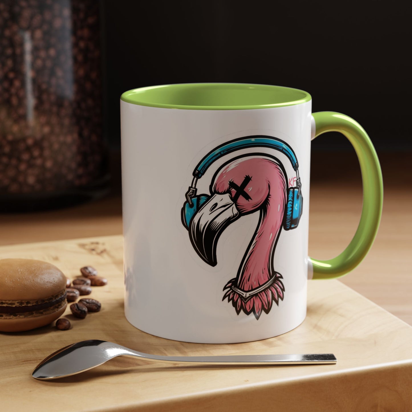 Vibrant Kitschy Flamingo Coffee Mug, Fun Gift for Music Lovers, Stylish Tea Mug, Tropical Drinkware, Unique Housewarming Present