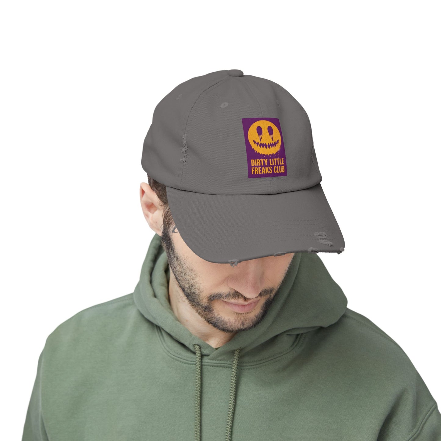 Distressed Cap: Dirty Little Freaks Club | Trendy Hat for Halloween, Vintage Vibe, Unisex Gift, Streetwear Style, Casual Accessory