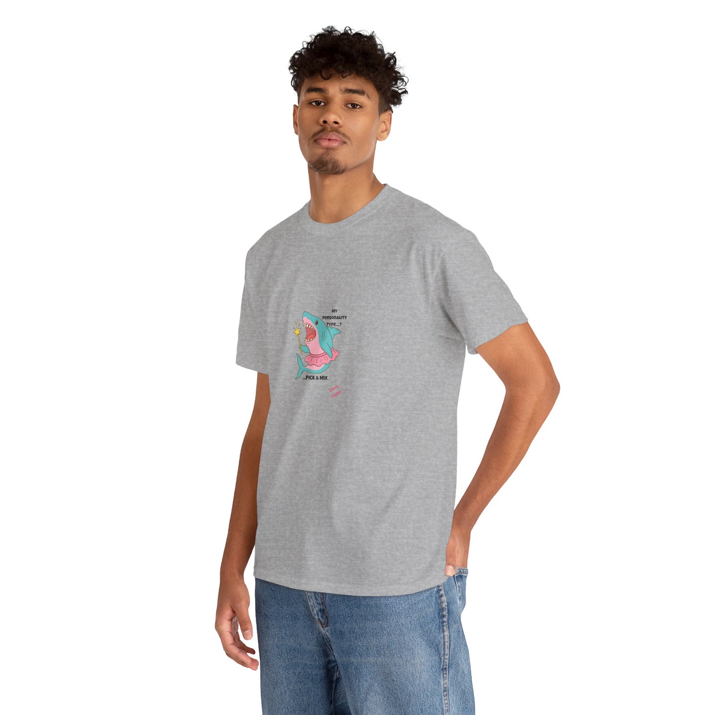 Funny Graphic Shark Tee for Creatives, Unisex Heavy Cotton Shirt, Positive Vibes T-Shirt, Gift for Art Lovers, Spring Fashion Wear