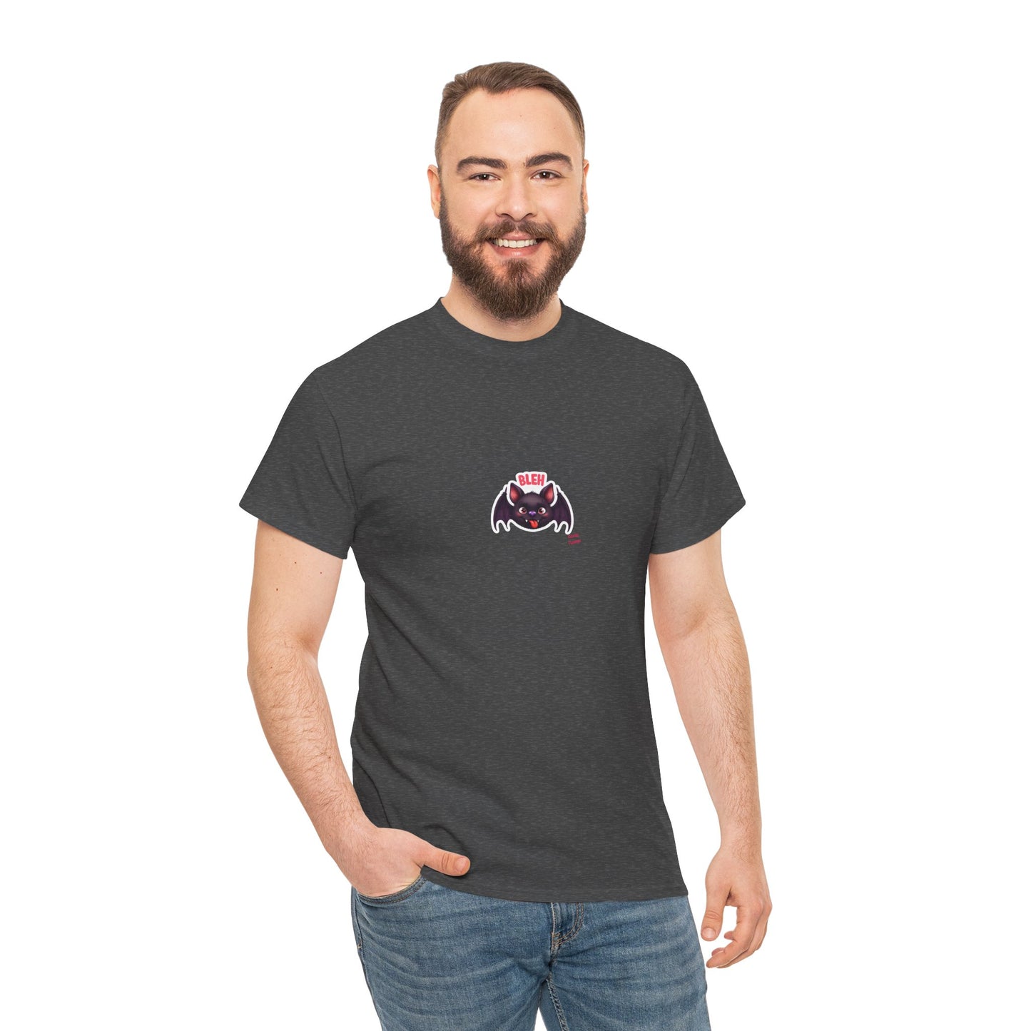 Cute Bat Graphic Unisex Heavy Cotton Tee, Halloween Shirt, Spooky Graphic Tee, Gift for Bat Lovers, Casual Wear, Fall Fashion