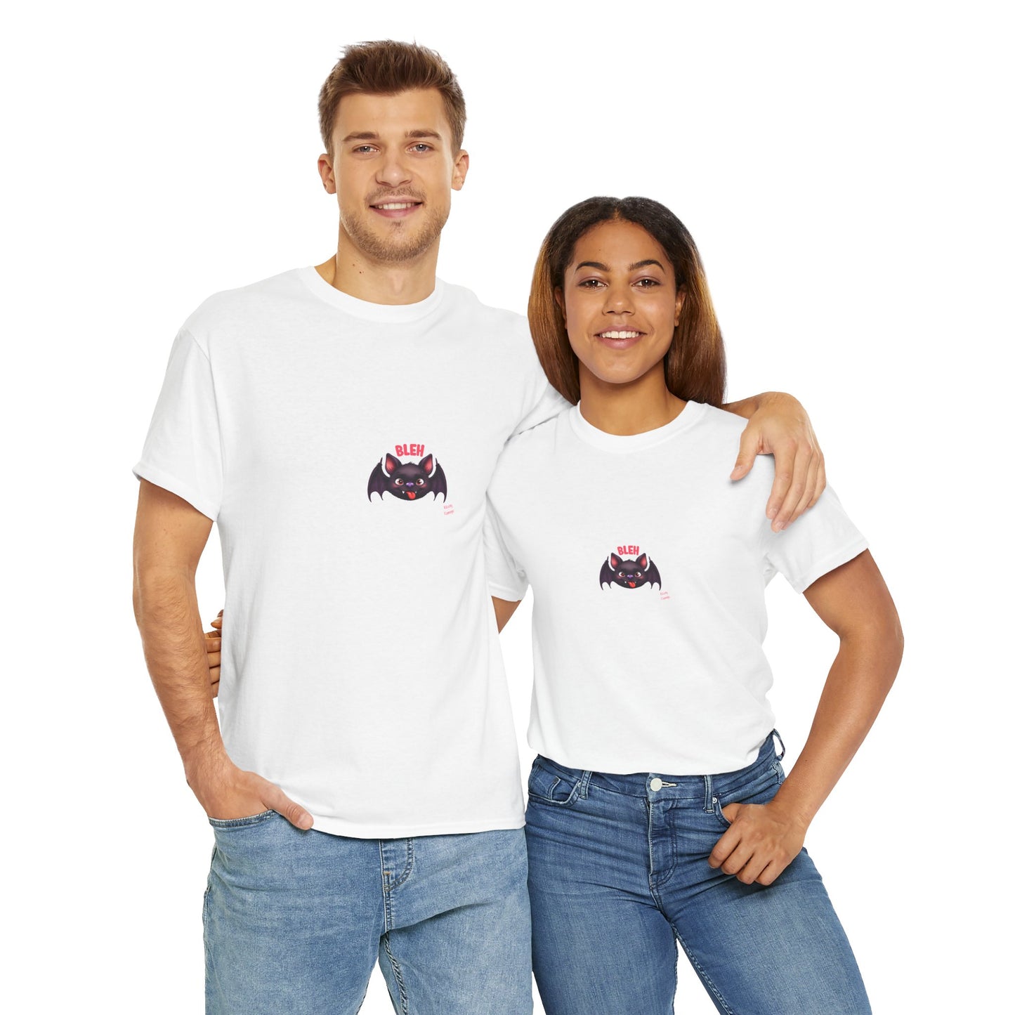 Cute Bat Graphic Unisex Heavy Cotton Tee, Halloween Shirt, Spooky Graphic Tee, Gift for Bat Lovers, Casual Wear, Fall Fashion