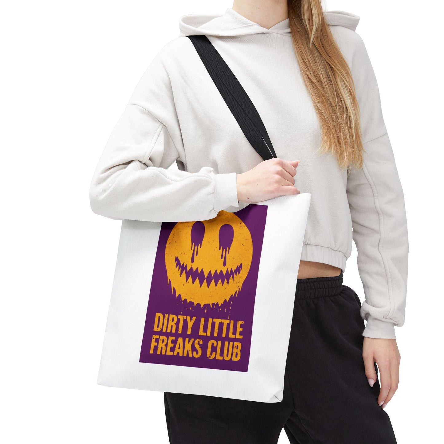 Trendy Tote Bag - Dirty Little Freaks Club | AOP Shopping Bag, Gift for Her, Gift For Him, Festival Tote, Halloween Accessory, Casual Carryall