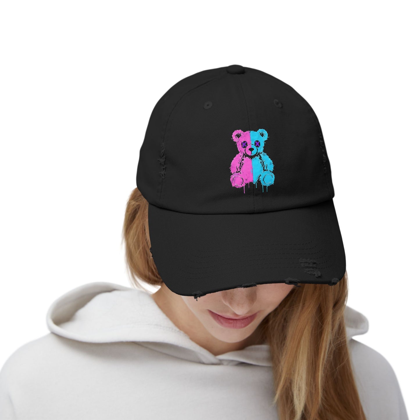 Melting Bear Distressed Cap Design, Trendy Hat, Casual Wear, Gift for Him/Her, Summer Accessory
