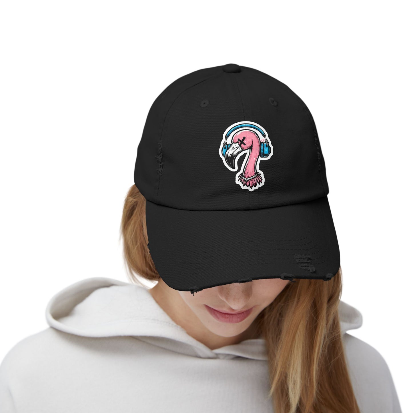 Kitschy Flamingo Distressed Cap, Cool Summer Hat, Unisex Baseball Cap, Beach Accessory, Gift for Him or Her