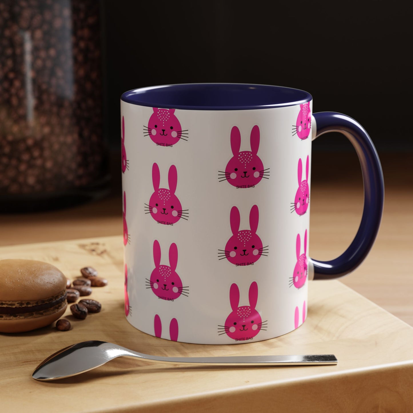 Cute Sweary Bunny Accent Coffee Mug - Fun Kitchen Decor, Coffee Lover's Cup