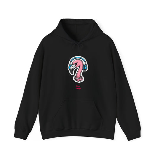 Kitschy Flamingo Hoodie, Cosy Flamingo Sweatshirt, Street Vibes Apparel, Gift for Music Lovers, Beach Style Clothing