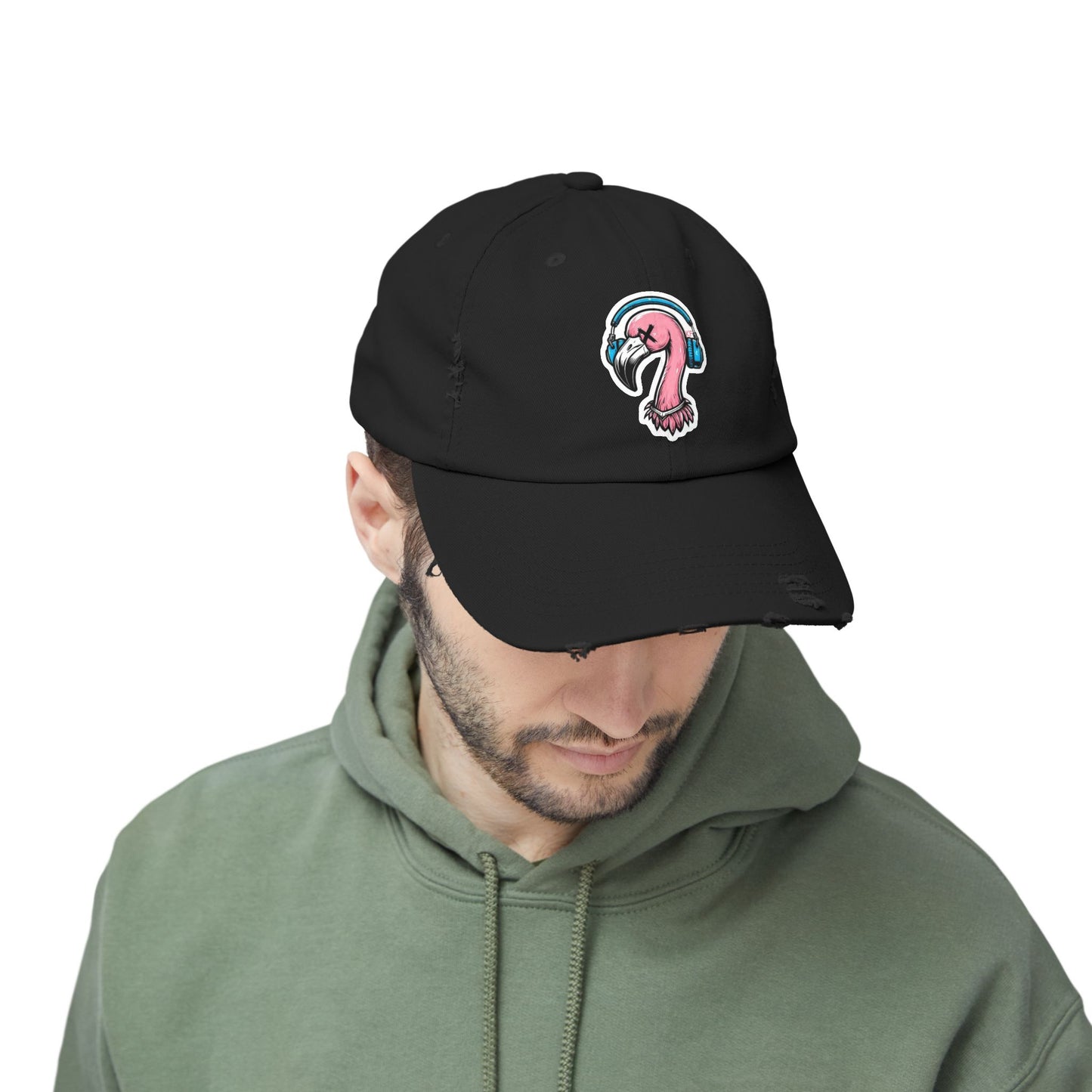 Kitschy Flamingo Distressed Cap, Cool Summer Hat, Unisex Baseball Cap, Beach Accessory, Gift for Him or Her