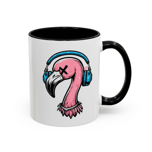 Vibrant Kitschy Flamingo Coffee Mug, Fun Gift for Music Lovers, Stylish Tea Mug, Tropical Drinkware, Unique Housewarming Present