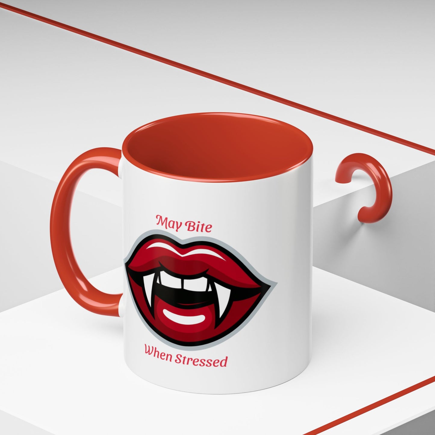 Vampire Bite Coffee Mug, Funny Gift, Halloween Mug, Office Fun, Stress Relief Cup, Gothic Design, Novelty Drinkware