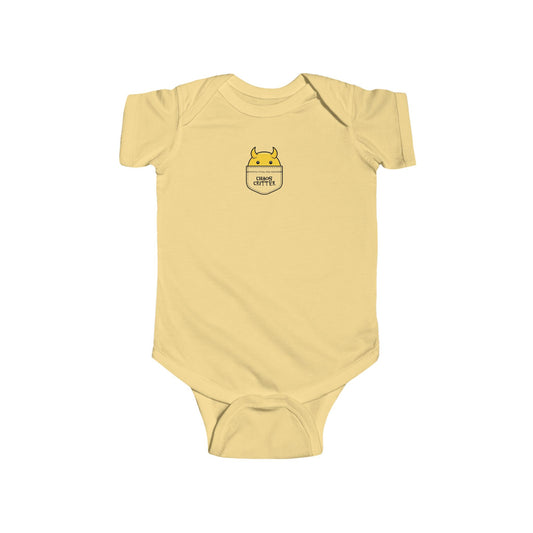 Chaos Critter Cute Infant Jersey Bodysuit with Pocket Design, Baby Onesie, Toddler Gift, New Parent Essential, Baby Shower Gift, Summer Outfit