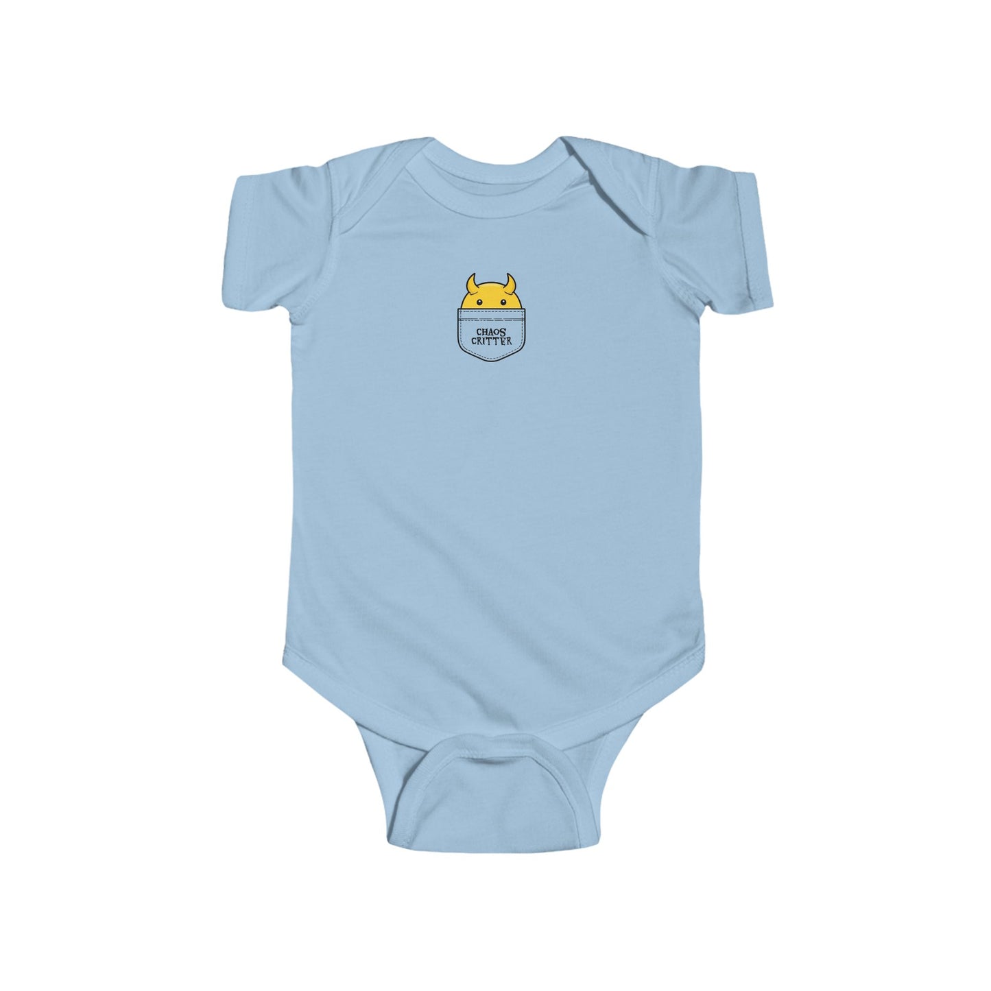 Chaos Critter Cute Infant Jersey Bodysuit with Pocket Design, Baby Onesie, Toddler Gift, New Parent Essential, Baby Shower Gift, Summer Outfit