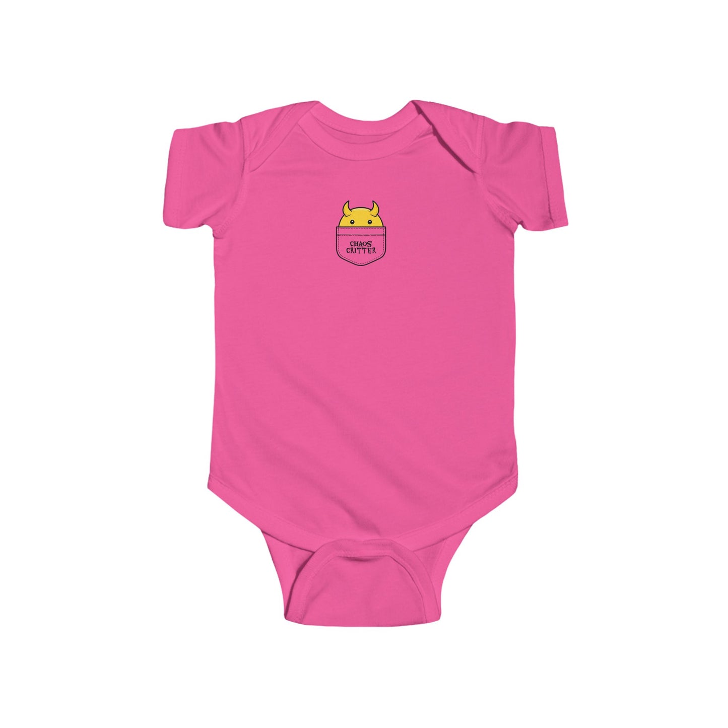 Chaos Critter Cute Infant Jersey Bodysuit with Pocket Design, Baby Onesie, Toddler Gift, New Parent Essential, Baby Shower Gift, Summer Outfit