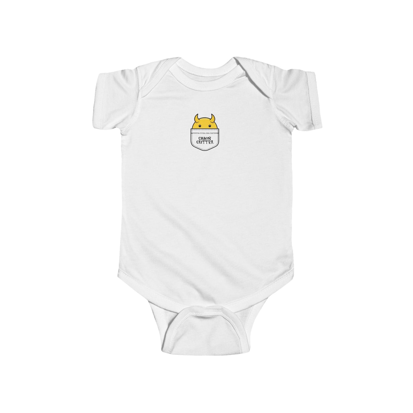 Chaos Critter Cute Infant Jersey Bodysuit with Pocket Design, Baby Onesie, Toddler Gift, New Parent Essential, Baby Shower Gift, Summer Outfit