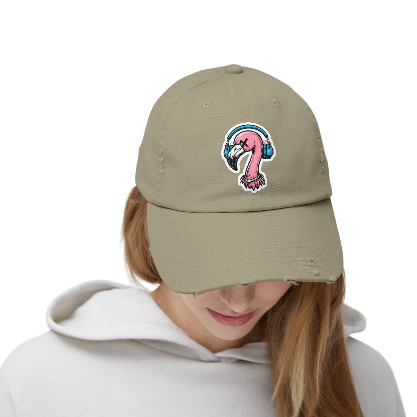 Kitschy Flamingo Distressed Cap, Cool Summer Hat, Unisex Baseball Cap, Beach Accessory, Gift for Him or Her