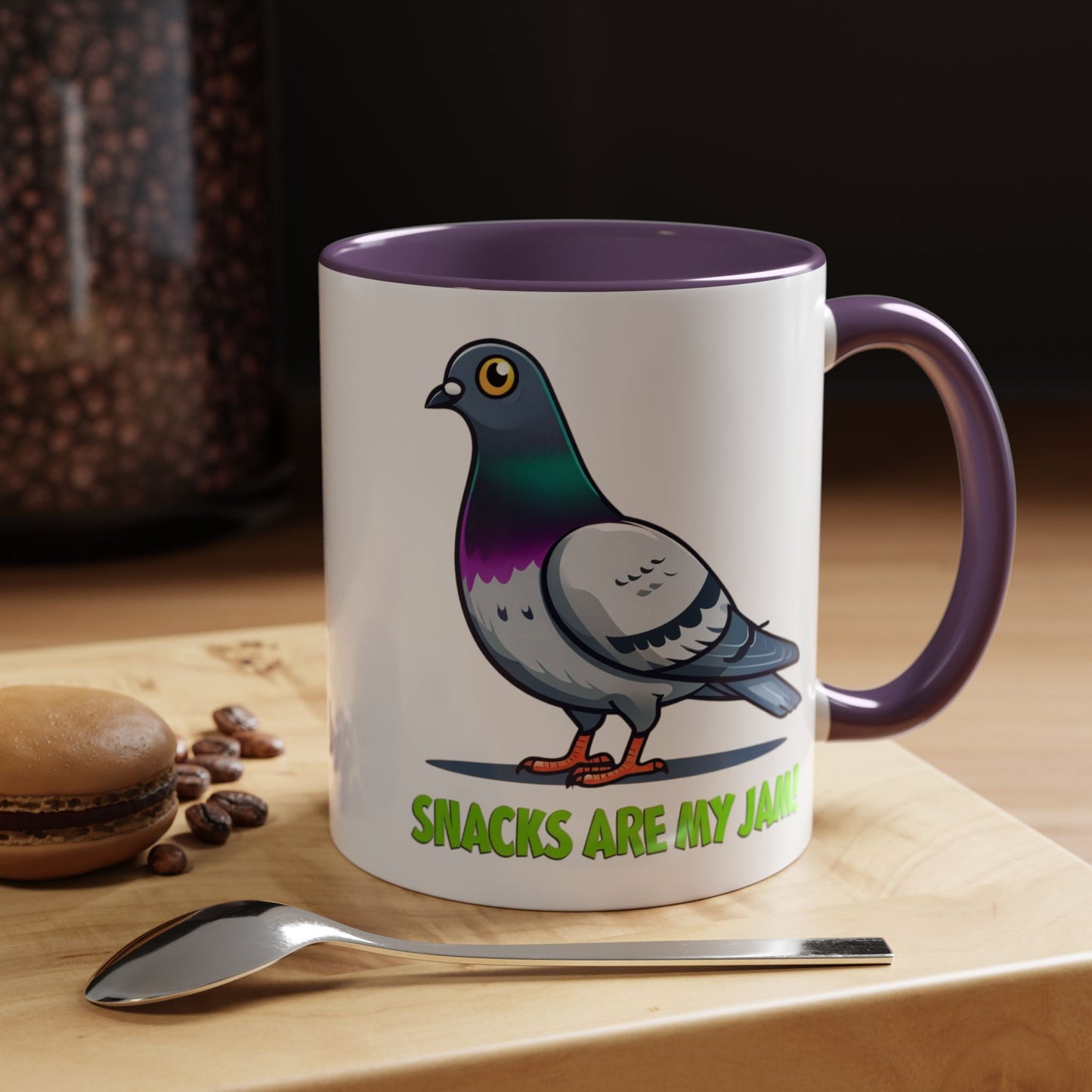 Funny Pigeon Coffee Mug, Unique Gift for Bird Lovers, Office Mug, Snack Lovers, Cute Animal Mug