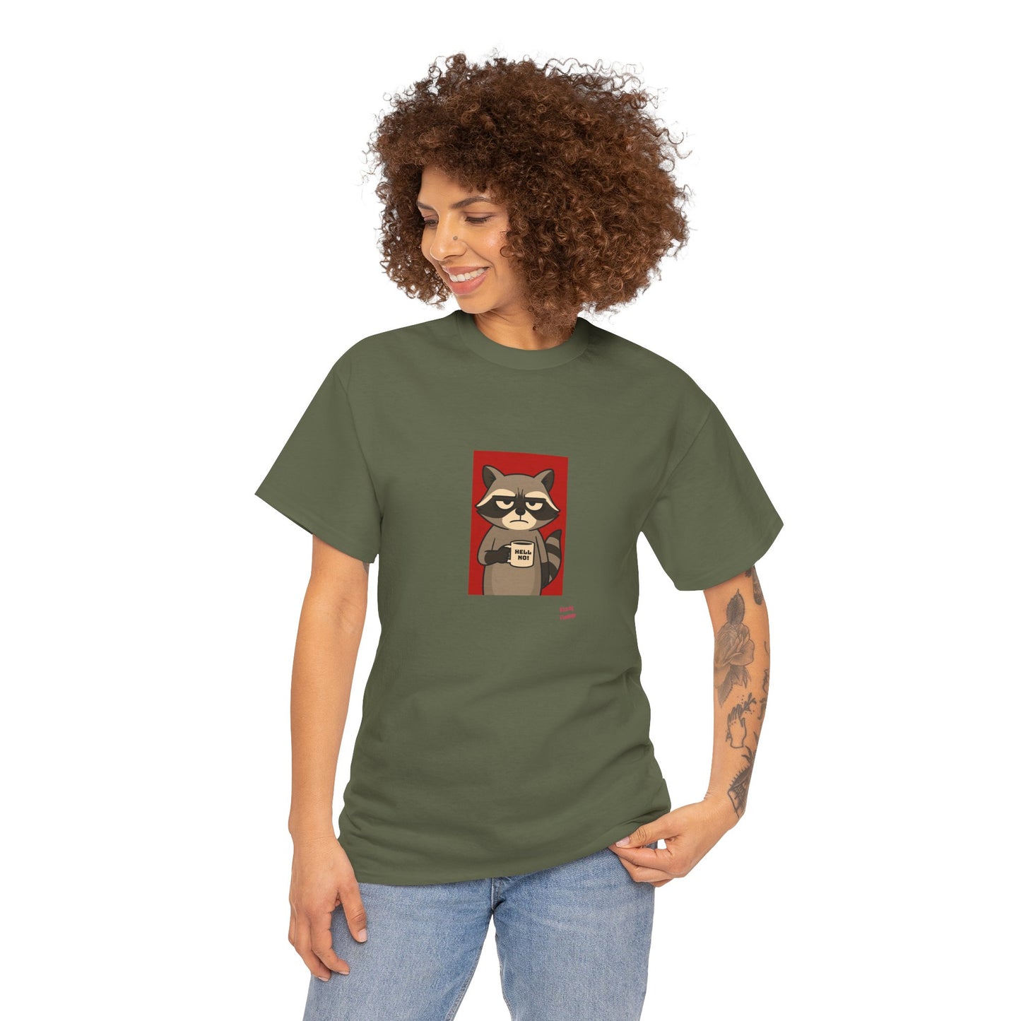 Charming Raccoon Unisex Heavy Cotton Tee, Cute Pet Lover Shirt, Gifts for Animal Lovers, Casual Wear, Birthday Gift Idea