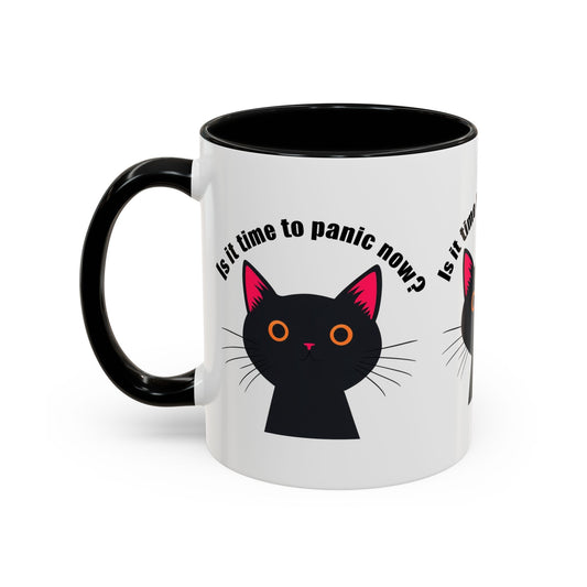 Is It Time to Panic Now? Funny Cat Coffee Mug, Cute Cat Lover Gift, Funny Mug for Cat Owners, Purrfect Gift for Birthdays,